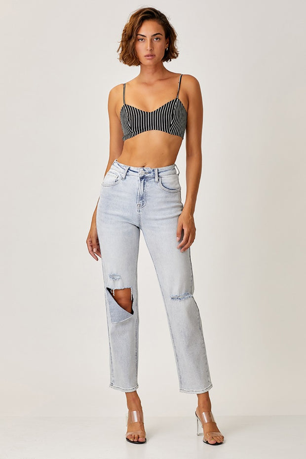 RISEN High Rise Distressed Relaxed Jeans