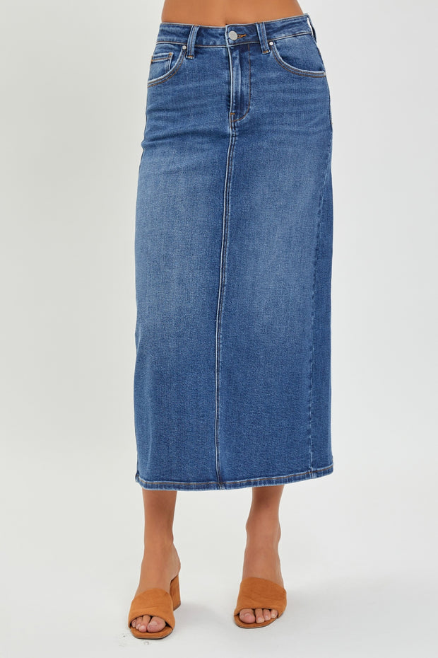 RISEN High Rise Back Slit Denim Skirt - Spicy and Sexy