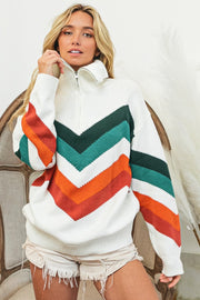 BiBi Multi Color Chevron Pattern Sweater