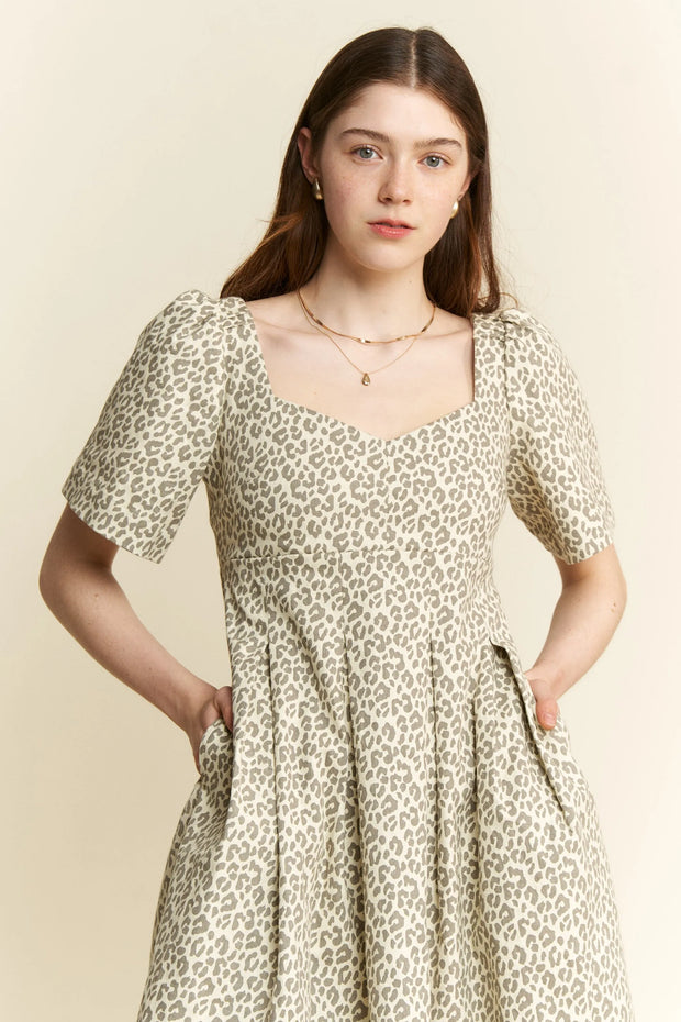 Jade By Jane Leopard Print Bell Sleeve Midi Dress