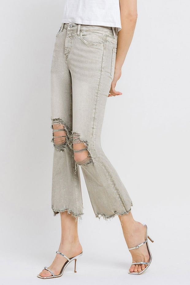 Lovervet Distressed Raw Hem Cropped Flare Jeans - Spicy and Sexy
