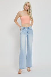 RISEN Full Size Wide Leg V Dipped Front Waist Jeans