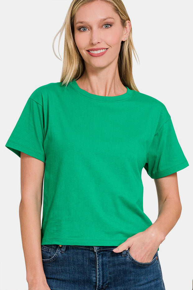 Zenana Round Neck Short Sleeve Cropped T-Shirt - Spicy and Sexy