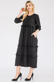 Celeste Full Size Tiered-Ruffle Midi Dress