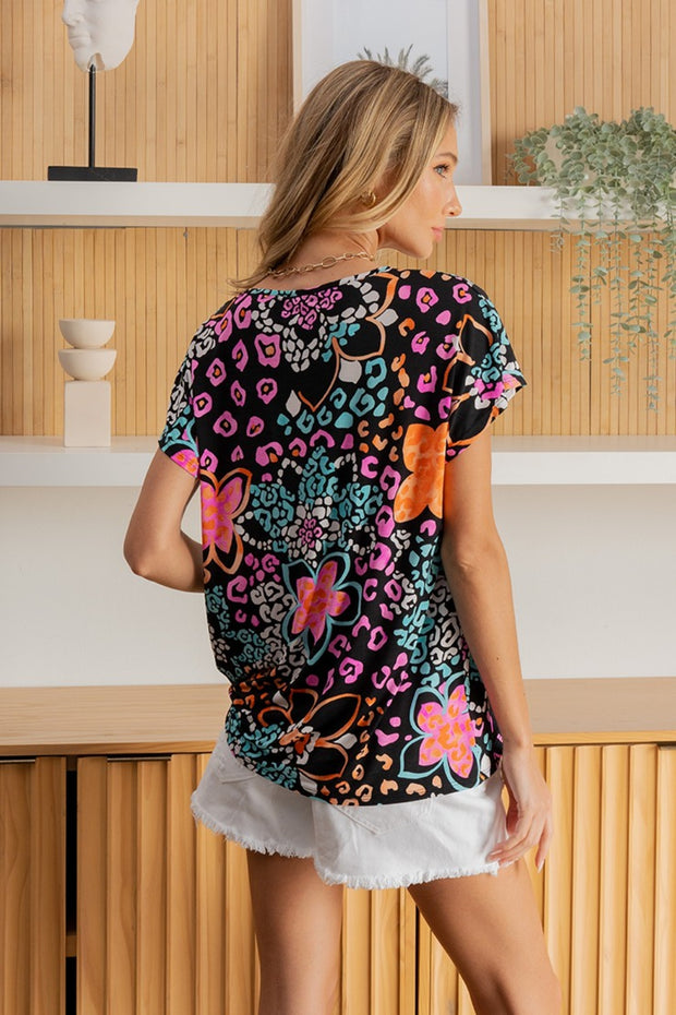 Sew In Love Full Size Printed Short Sleeve Top