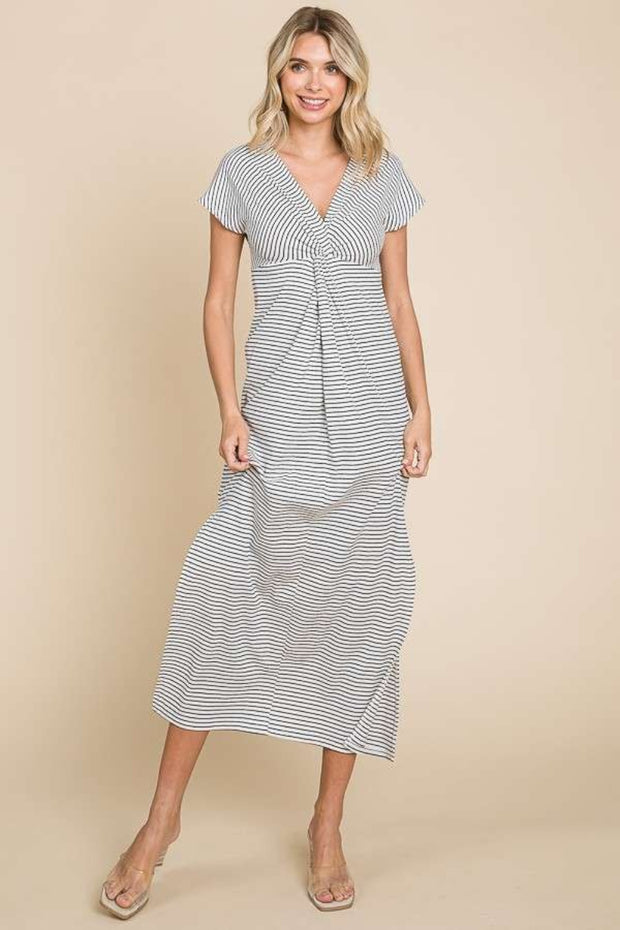 Culture Code Full Size Striped Twisted Detail Dress - Spicy and Sexy