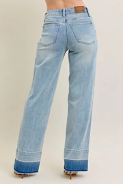Judy Blue Full Size Mr Release Hem Wide Leg Jeans Plus Size