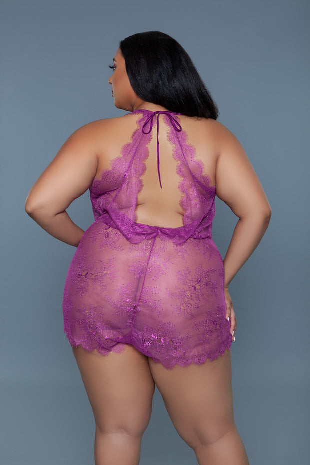 2272 Reagan Romper Burgundy (Plus Size)