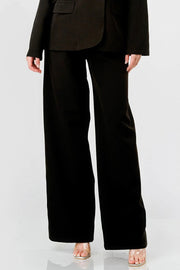 Luxe Stretch Woven Loose Fit Blazer And Wide Legs Pants Semi Formal Set
