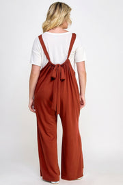 French Terry Wide Leg Jumpsuit Overalls (Plus Size)