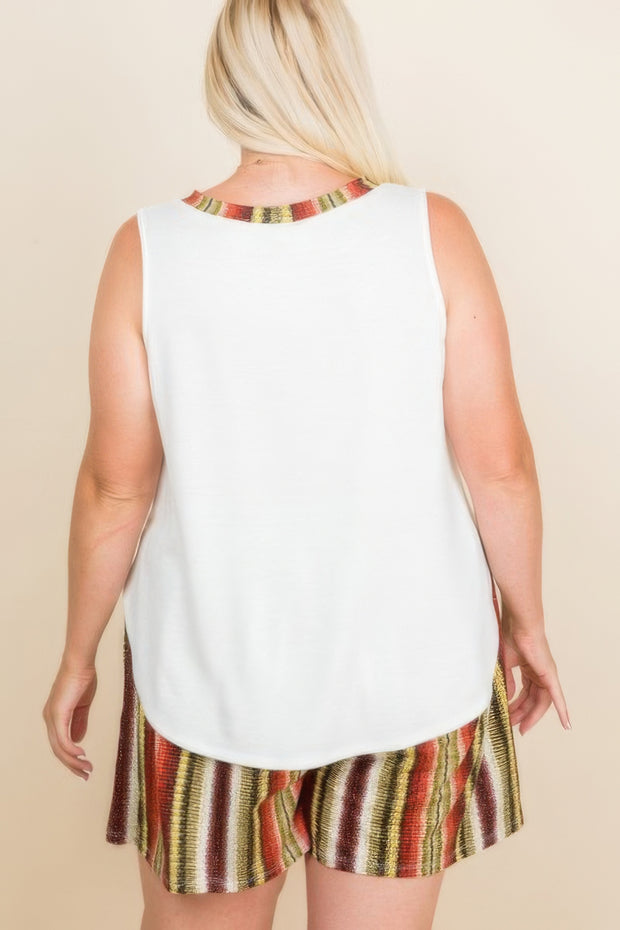 Plus Size Solid Sleeveless French Terry Tank Top