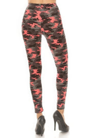 Camouflage Printed High Waisted Leggings With Elastic Waistband