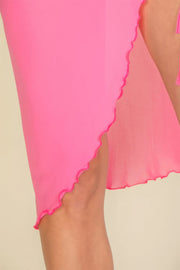 Sexy Sheer Mesh Drawstring Ruched Skirt