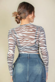 Zebra Print Sexy Sheer Mesh Top