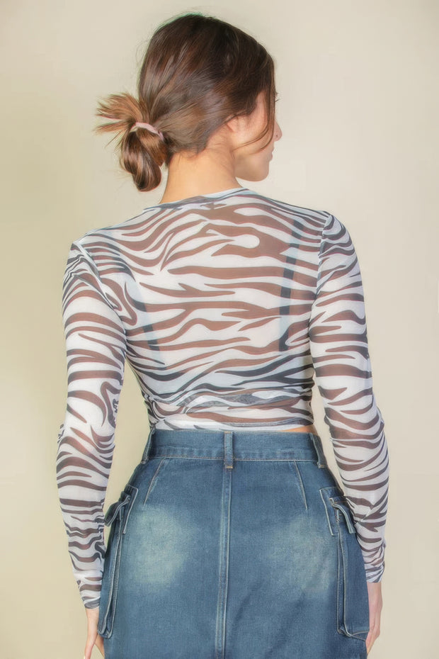 Zebra Print Sexy Sheer Mesh Top