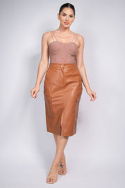 Faux Leather High-rise Cargo Skirt