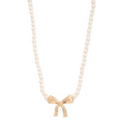 Pearl Ribbon Bow Pendant Necklace