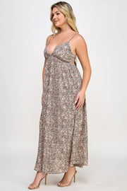 Floral Maxi Dress With Tie Back (Plus Size)