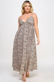 Floral Maxi Dress With Tie Back (Plus Size)