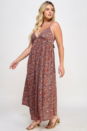 Floral Maxi Dress With Tie Back (Plus Size)