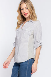 Long Sleeve Y/D Stripe Woven Shirt