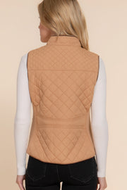 Suede Piping Quilted Padding Vest