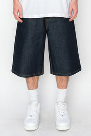 Baggy Fit Raw Denim Shorts