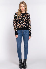 Long Sleeve Animal Jacquard Sweater