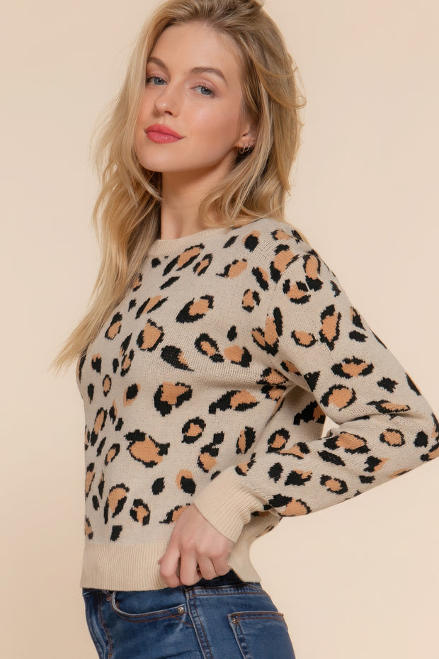 Long Sleeve Animal Jacquard Sweater