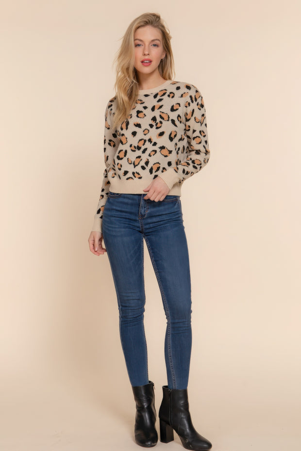 Long Sleeve Animal Jacquard Sweater