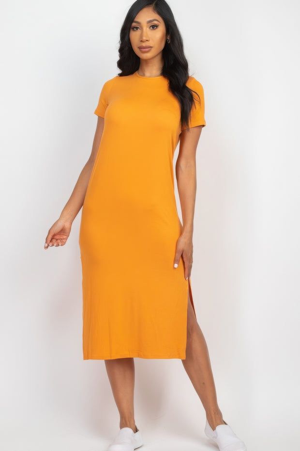 Side Slit Comfy Midi Dress