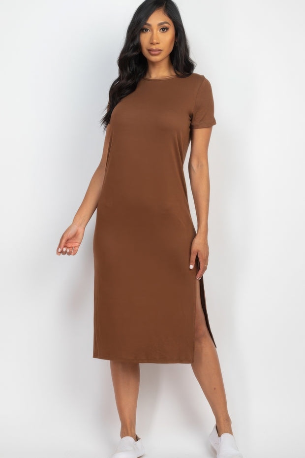 Side Slit Comfy Midi Dress