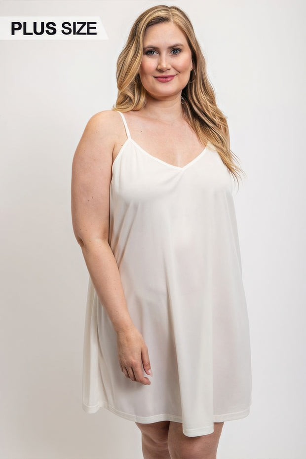 V-neck Slip Dress With Adjustable Straps (Plus Size)