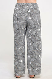 Plisse Palm Print Pants (Plus Size)