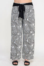 Plisse Palm Print Pants (Plus Size)