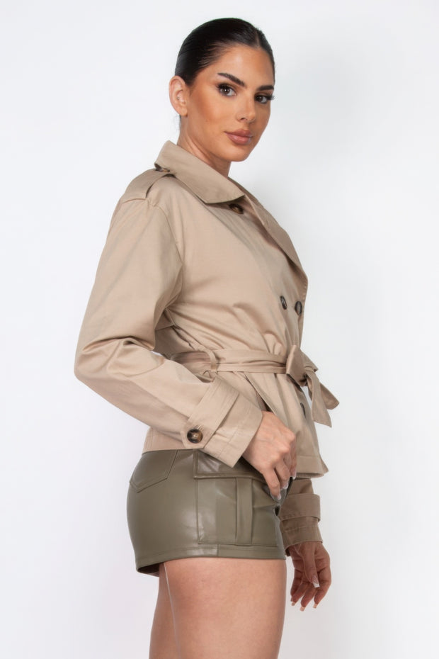 Double-breasted Waist-tie Trench Coat