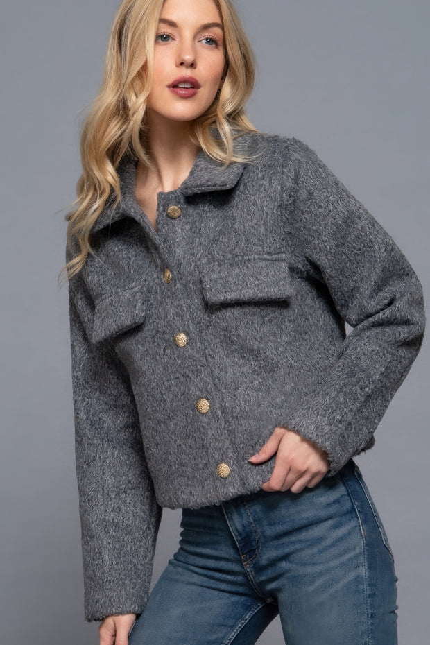 Long Sleeve Teddy Fleece Short Jacket