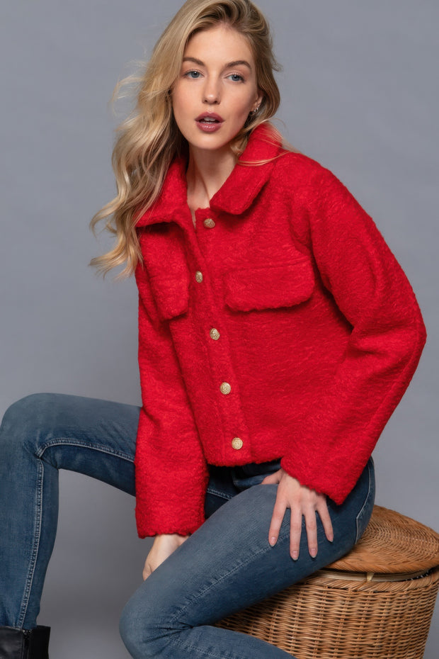 Long Sleeve Teddy Fleece Short Jacket