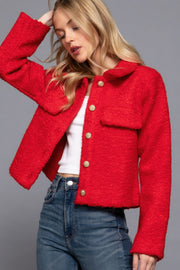 Long Sleeve Teddy Fleece Short Jacket