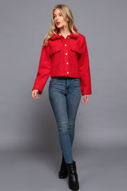 Long Sleeve Teddy Fleece Short Jacket