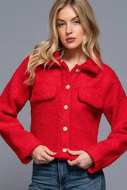 Long Sleeve Teddy Fleece Short Jacket