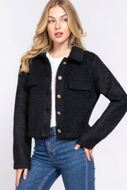 Long Sleeve Teddy Fleece Short Jacket