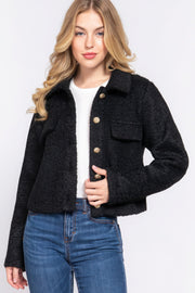 Long Sleeve Teddy Fleece Short Jacket