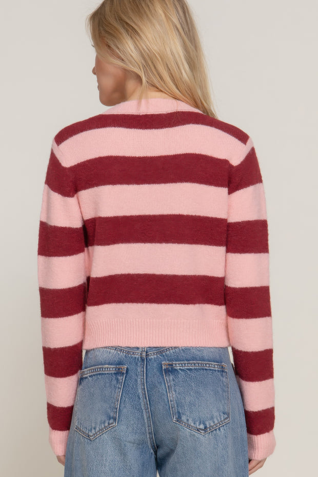 Long Sleeve Crew Neck Stripe Sweater