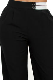 High-rise Wide Elastic Contrast Waist Pants