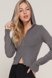 2-way Zip Closure Sweater Hoodie Cardigan