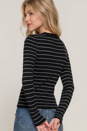 Long Sleeve Crew Neck Stripe Sweater