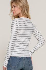 Long Sleeve Crew Neck Stripe Sweater