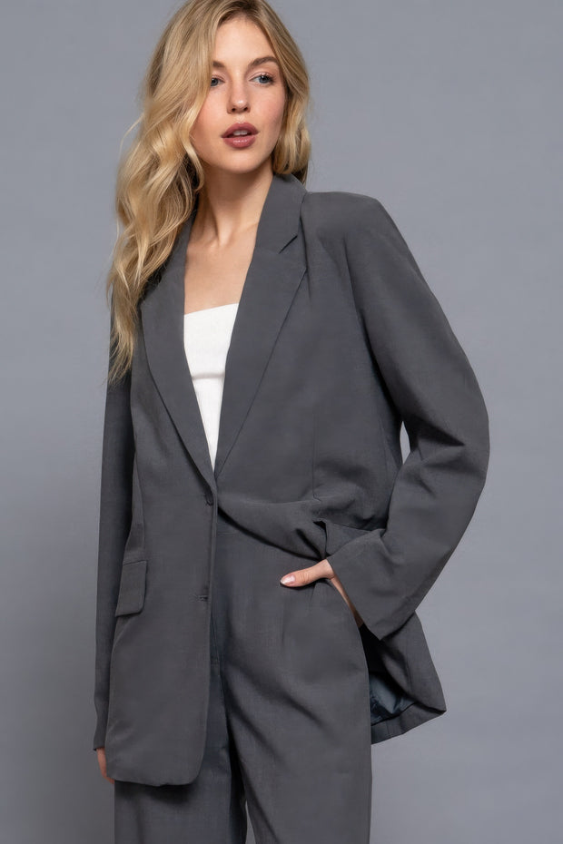 Long Sleeve Front Button Closure Blazer