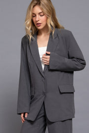 Long Sleeve Front Button Closure Blazer